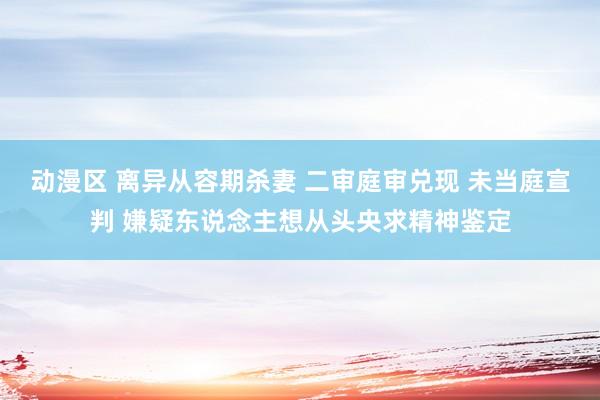 动漫区 离异从容期杀妻 二审庭审兑现 未当庭宣判 嫌疑东说念主想从头央求精神鉴定