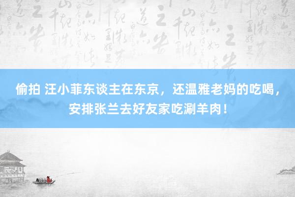 偷拍 汪小菲东谈主在东京，还温雅老妈的吃喝，安排张兰去好友家吃涮羊肉！