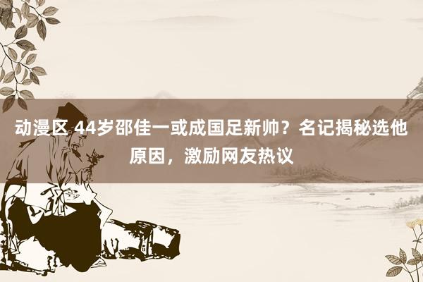 动漫区 44岁邵佳一或成国足新帅？名记揭秘选他原因，激励网友热议