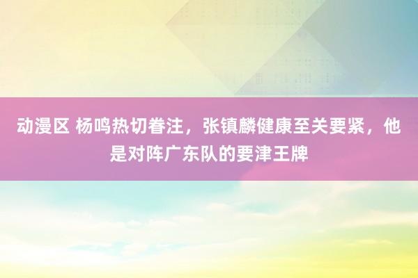 动漫区 杨鸣热切眷注，张镇麟健康至关要紧，他是对阵广东队的要津王牌