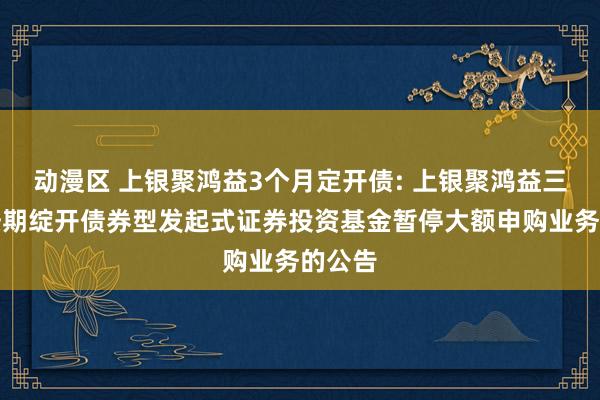 动漫区 上银聚鸿益3个月定开债: 上银聚鸿益三个月按期绽开债券型发起式证券投资基金暂停大额申购业务的公告