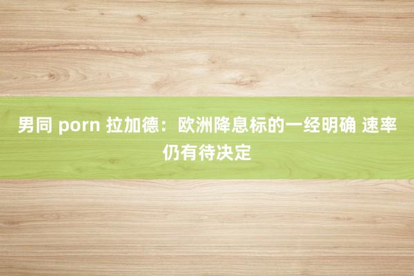 男同 porn 拉加德：欧洲降息标的一经明确 速率仍有待决定