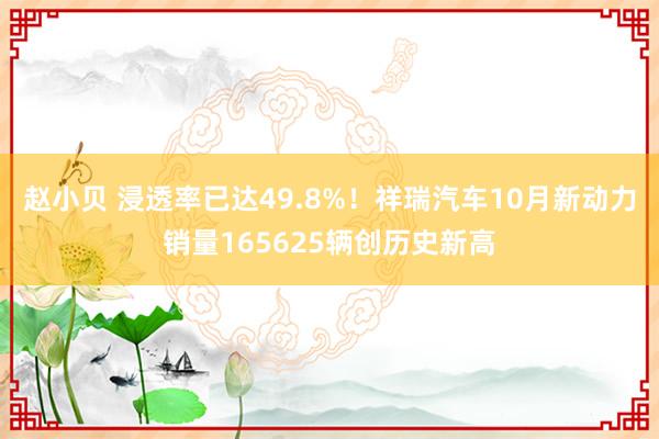 赵小贝 浸透率已达49.8%！祥瑞汽车10月新动力销量165625辆创历史新高