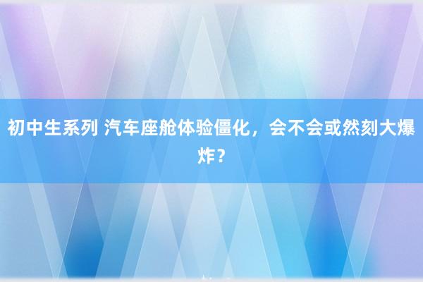 初中生系列 汽车座舱体验僵化，会不会或然刻大爆炸？