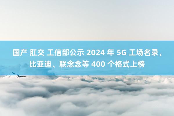 国产 肛交 工信部公示 2024 年 5G 工场名录，比亚迪、联念念等 400 个格式上榜