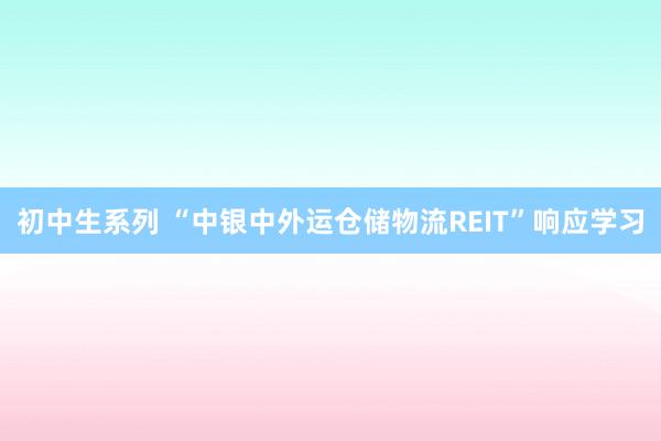 初中生系列 “中银中外运仓储物流REIT”响应学习